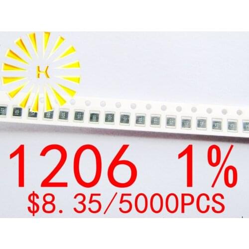 1206 1% Chip Resistors 0.1-0.91R 1R-10M 1/4W SMD Resistor x 5000PCS