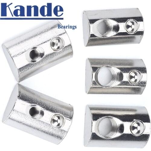 20 Series Spring Nut Silver European Standard Aluminum Slot Carbon Steel Half Round Roll in Spring T Slot Nut M3 M4 M5 M6