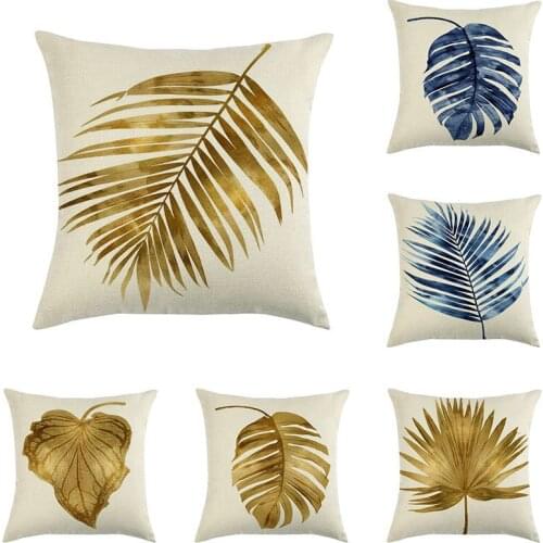 45cm*45cm golden leaf linen/cotton throw pillow covers couch cushion cover home decorative pillow