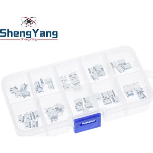 50 Pcs/box 10 Models Micro USB Connector Socket Jack USB Connectors Set for MP3/4/5 Lenovo ZTE Huawei Samsung SONY Xiaomi HTC