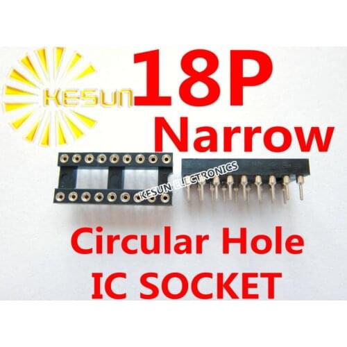52PCS 18P (2x9 Pins) 0.3" Narrow Circular hole IC Socket