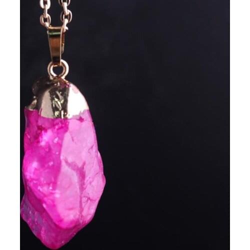 6PCS Crystal Quartz Energy Necklaces Pendant Natural Stone Jewelry Pendulum Reiki Chakra Healing Necklaces Amulet For Wholesale