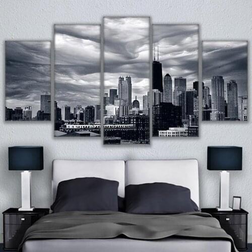 Diamond painting 5pcs Chicago Skyline Building Modern Printing Type Full Diamond embroidery Canvas Painting diy cross stitch kit