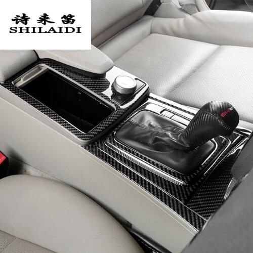 Car Styling Carbon Fiber multimedia Gear Shift Panel Covers Stickers For Mercedes Benz C class W204 Interior Accessories RHD LHD