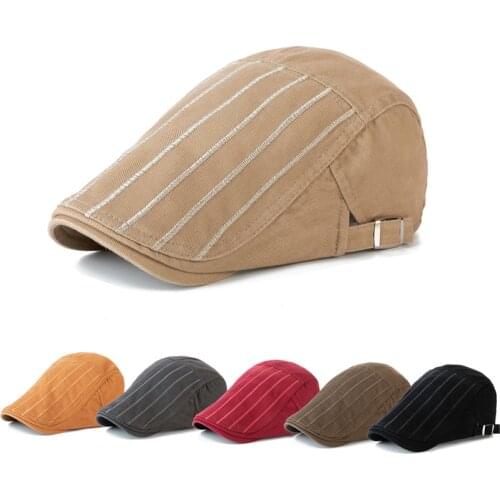 CNTANG Berets Men Cotton Hats Visor Outdoor Casual Cotton Sun Cap Fashion Vintage Flat Beret Adjustable Suitable for four season
