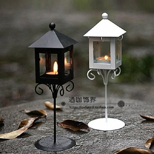 Decorative Candlestick, High-legged Iron Candlestick, European Simple Candlestick Arrangement in Coffee and Wine Decoration Bar