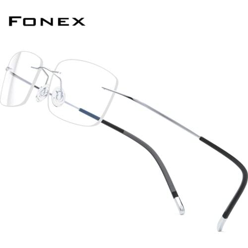 FONEX Rimless Titanium Eyeglasses Frame Men 2021 New Frameless Prescription Glasses Women Myopia Optical Eyewear 9203