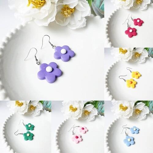 Korean Fashion Colorful Resin Flowers Charms Earring Beautiful Sun Flower Pendant Earrings For Woman Girls Cute Flower Jewelry