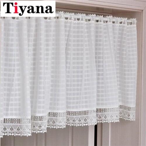 Short curtain white Curtains Kitchen Cabinet Bookshelf Half Lace Curtain Window Wall Decoration Door Drape Screen JK300X
