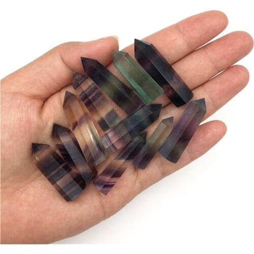 Beautiful 1pc Natural Rainbow Fluorite Quartz Crystal Point Healing Hexagonal Stone Wand Decoration Natural Quartz Crystals