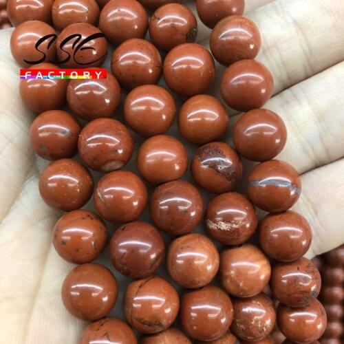 Round Chinese Red Jaspers Natural Stone Loose Beads 4 6 8 10 12mm Pick Size For DIY Jewelry Making Bracelet Necklace 15" Strand