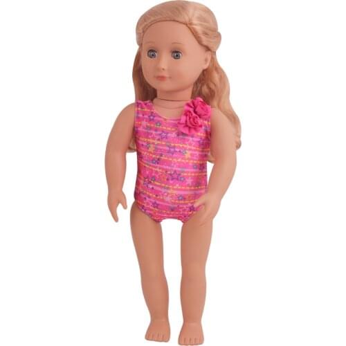 18 inch Girls doll clothes Magenta star print swimsuit onesie bikini American new born dress Baby toys fit 43 cm baby dolls c797