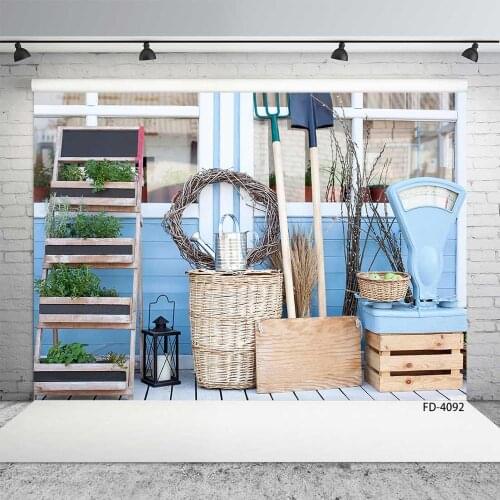 Ladder Plant Tools Photo Backgrounds Computer Printed Backdrop for Baby Children Birthday Party Photoshoot Photography Props