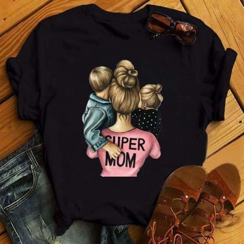 Maycaur T-shirts Women Super Boys Cute Mom Crown Mother Mama Ladies Fashion Clothes Cartoon Graphic Tshirt Top Print Female Tees