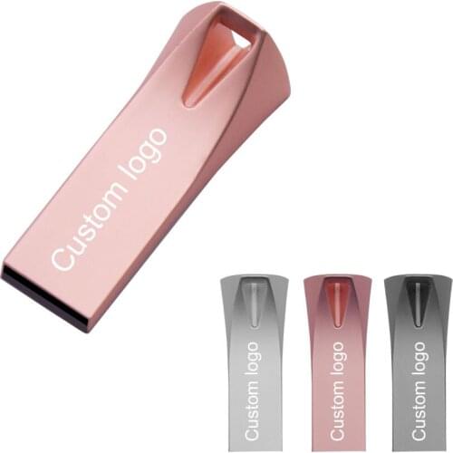 Custom logo Silver Pink Gray metal pen drive 4G 8G 16G 32G 64GB usb flash drive 128GB memory usb stick the best gift for someone