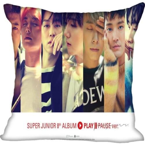 Korea-Pop Super Junior Printing Square silk Satin Pillowcases 35x35cm,40x40cm One Side Printed Customize your image gift