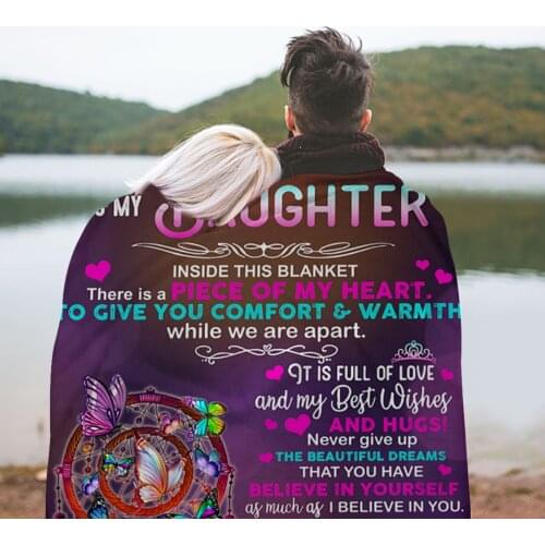 Blanket To My Daughter Envelope Soft Inspirational Throw Letter Blanket Bed Couch Nap Plush Blanket Home Decor Brief Blankets