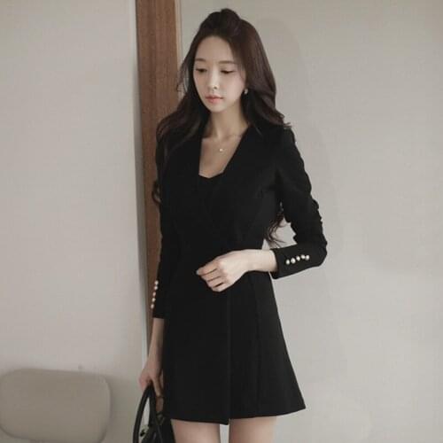 Autumn V-Neck Long Sleeve Suit Mini Dresses Women OL Formal Business Work A-Line Dress Slim Bodycon Party Evening Club Dress