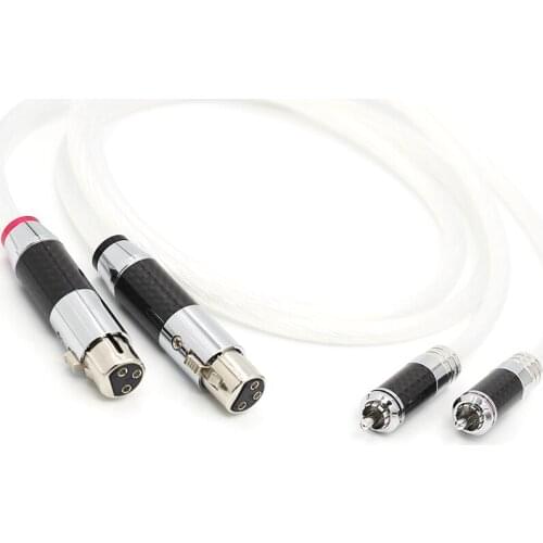 Pair 5N Single Crystal Silver Plated XLR Male to XLR Femal Plug Audio Cable HIFI
