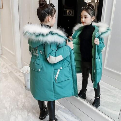 For Age 4 5 6 7 8 9 10 11 12 13 Yrs Teen Girl Down Cotton Parkas Outerwear Casual Warm Fur Collar Kids Winter Jackets Coats