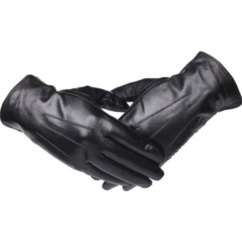 Gours Genuine Leather Gloves for Men Fashion Brand Black Goatskin Finger Gloves Driving Warm In Thick Winter New Arrival GSM043