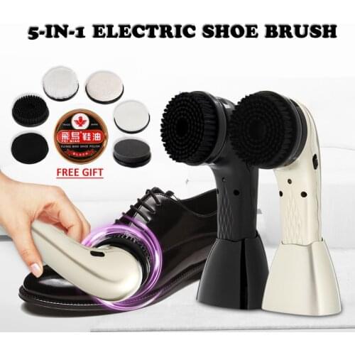 Portable 5-In-1 Electric Rechargeable Shoe Brush Leather Care Shine Brush Leather Sofa Car Seat Shoes Cleaning And Maintenance