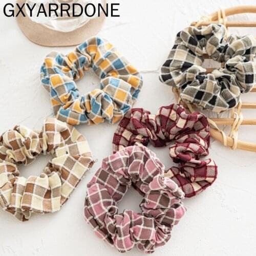 2021 New Plaid Scrunchie Women Girls Elastic Hair Rubber Bands Hair Accessories Headband Gum Hair Tie Rope Ponytail Holder
