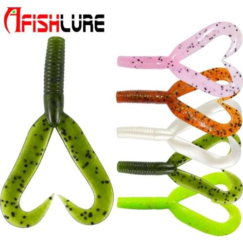 Afishlure Lure Fishing Jighead Worms 75mm/3.5g 3" Artificial Bait Plastic Worms Pesca Swimbait Texas Rig Double Tail Soft Bait
