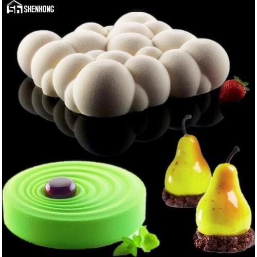 SHENHONG 3PCS Silicone 3D Cake Mould Pear Cloud Ripple DIY Mousse Mold Cookie Muffin Moule Baking Tools