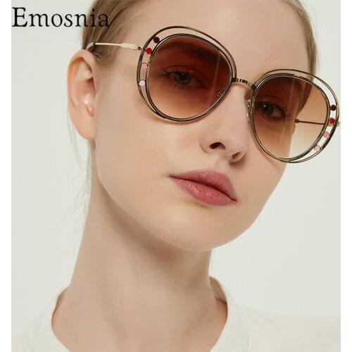 New Oversized Round Sunglasses Women Hollow Design Colorful Point Frame 2021 Sun Glasses Fashion Gradient Men Eyeware UV400