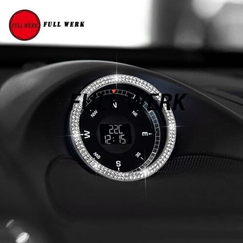 1pc Zinc Alloy Rhinestone Car Dashboard Clock Ring Emblem Sticker Trim for Porsche Cayenne 11-19 Panamera 10-16 Macan 14-18 Deco