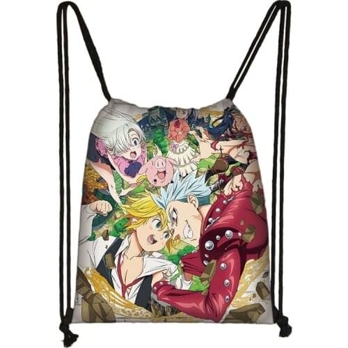 Anime The Seven Deadly Sins Kids Drawstring Bags Men Women Student Shopping School Traveling Party Bags Birthday Gifts
