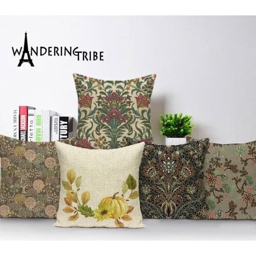 Vintage Pillow Covers Flower Leaf Pillow Case Plant Home Decorative Cushion Cases Home Decor Sofa Chair Car Linen Cushions Cover