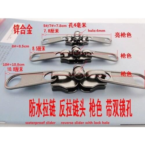 Reverse slider waterproof zipper slider with lock hole nylon zipper slider 10# 4pcs/lot free shipping