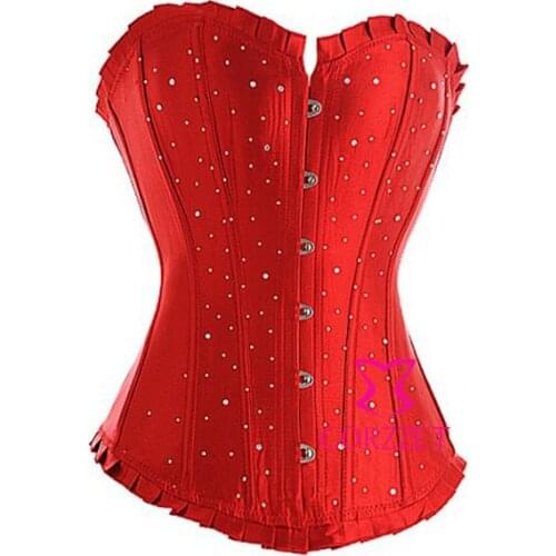 Ladys Satin Overbust Corsets Red Black Blue Purple Corpete Women Slim Bodysuits Lingerie Intimate Shaper Corset Free Shipping