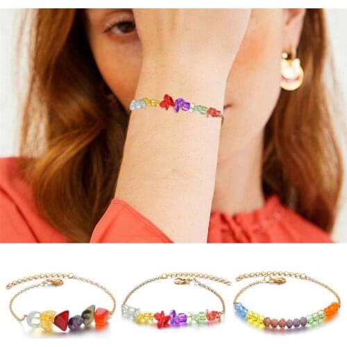 1pc Colorful Sweet Women Bracelet Fashion Casual Crystal Stone Decor Charm Bracelet Beaded Bracelet Jewelry Accessories