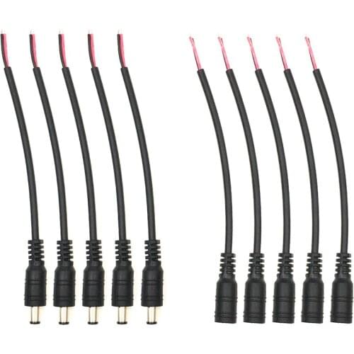 10 Sets DC Connector Male Female Cable Wire 2.1x5.5mm Plug Jack DC-022 Power Adapter For DIY LED Strip Lights Electrical Socket