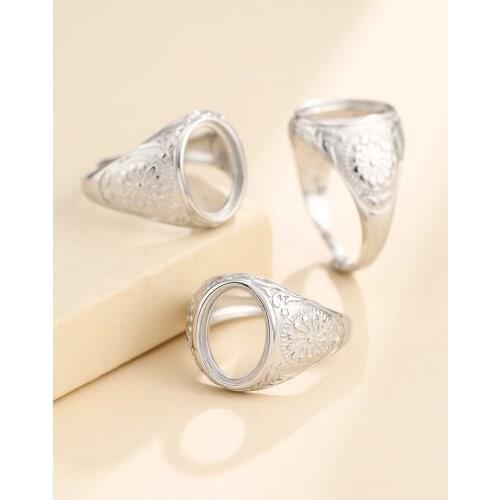 13*9.5mm 925 STERLING SILVER men Semi Mount Bases Blanks base blank Pad ring Setting wedding jewelry findings diy A5893