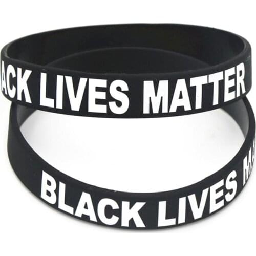 20Pcs/Lot Fashion BLACK LIVES MATTER Black Silicone Wristband Bracelet Printed Bangles Rubber Bracelet For Men Women Jewelry
