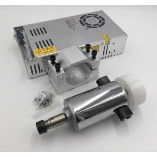 300w Spindle Motor Kit 0.3kw DC Brushed Spindle Motor 12000rpm+Speed Adjustable Power Supply + Mount Bracket CNC kit