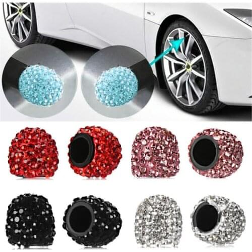4pcs New Crystal Car Tire Valve Caps Diamond Shining Dust-proof Wheel Caps Car Charms Decoration Automobiles Accessories