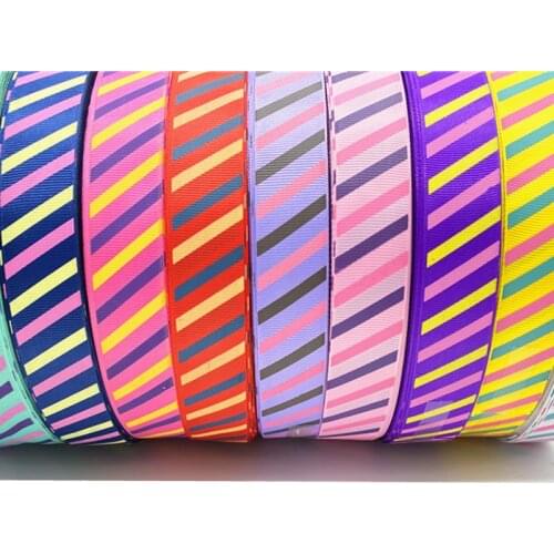 5yards 25mm 1" Printed Color Stripes Grosgrain Ribbon for Gift Wrapping Wedding Decoration Hair Bows DIY Clothing Accessories