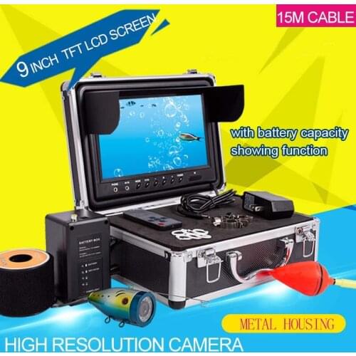 9inch LCD Monitor Fishing Underwater Visual Camera With 12pcs LEDS DVR Function 15m Cable Float With Remote Control Waterproof