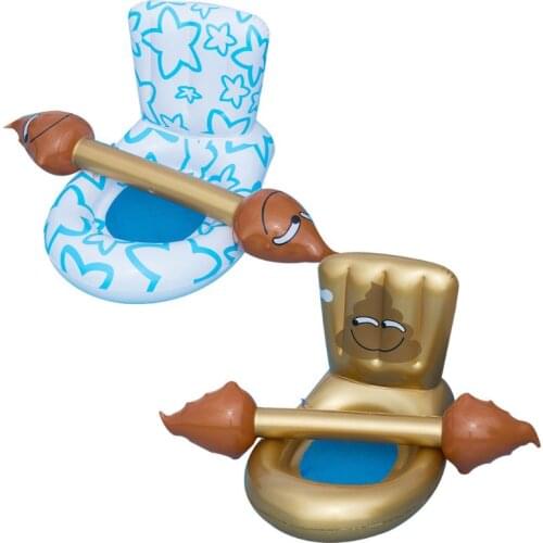 97BC Swimming Pool Inflatable Floating Toilet Mount Chair with Blow Bar Funny Adult Children Party Water Sports Game Portable