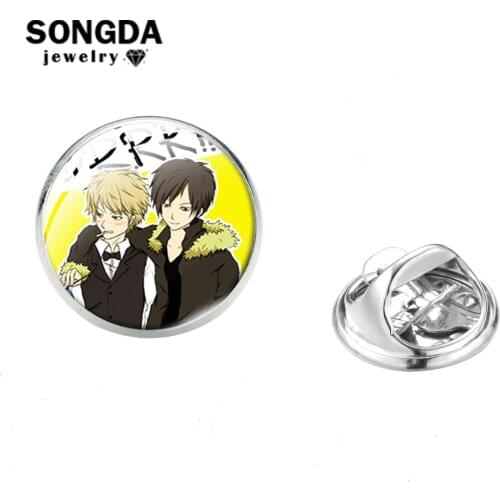 Anime Durarara Brooch Pin Orihara Izaya Sonohara Anri Masaomi DuRaRaRa Standoff Pins Collection Icon Bag Pendant Fans Best Gift