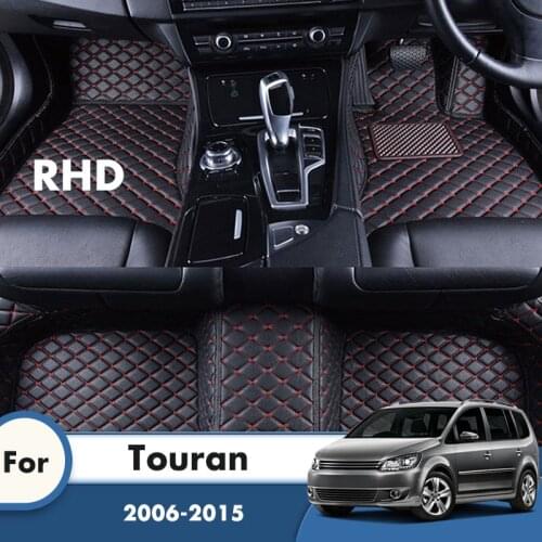 RHD Car Floor Mats For Touran 2015 2014 2013 2012 2011 2010 2009 2008 2007 2006 Carpets Interior Accessories For VW Volkswagen