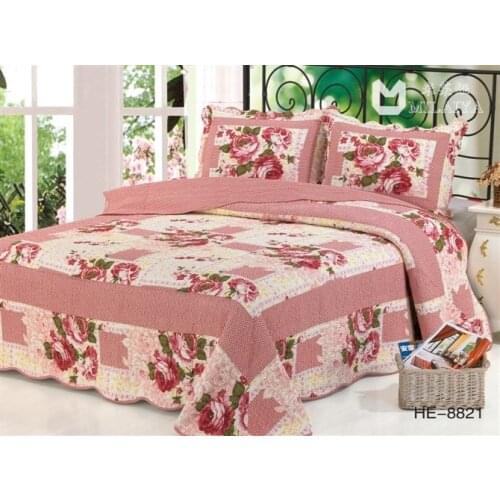 Free shippingTrade boutique plain weave cotton quilting craft printing three-piece bedding was washed