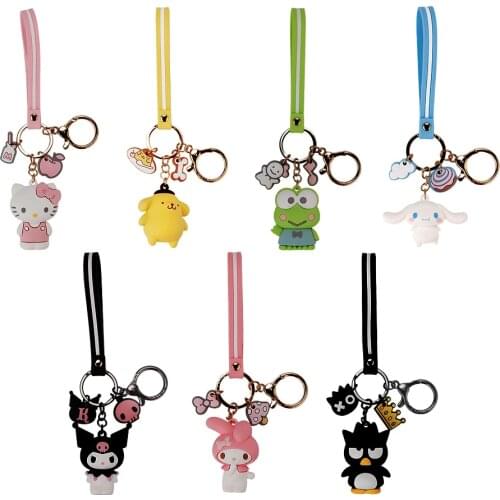2021Animal Cartoon Car key ring Cute Doll Dog Cat Frog Rabbit Penguin Bag Pendant New Epoxy Stainless Steel KeyChain Gift Women