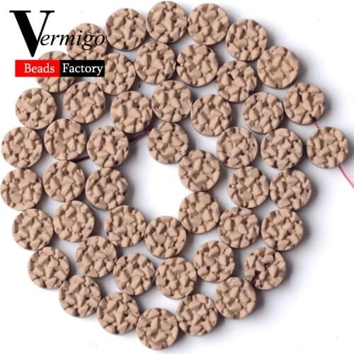 Natural Minerals Beads Brown Flat Round Nanotech Rubber Hematite Beads For Jewelry Making 8mm Diy Bracelets Accessories 15"