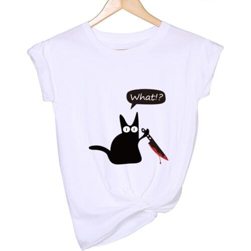 Violet Cat Printing Womens O-Neck Fashion Plus Size Thin T-Shirt Girls Personality Casual Tops Kids Summer Oversize Loose Tee